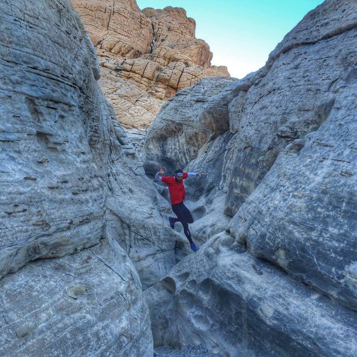 Leaping Through a Slot Canyon